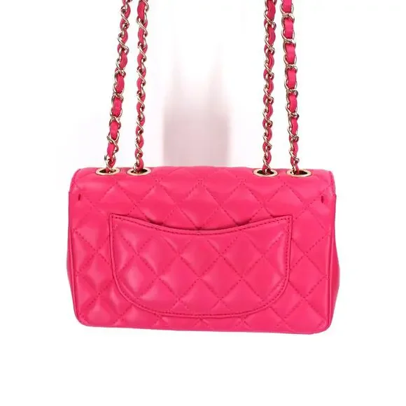 CHANEL Mini Pink Quilted Lambskin Mademoiselle Chic Mini Flap Bag Gold CC Logo - Picture 5 of 11